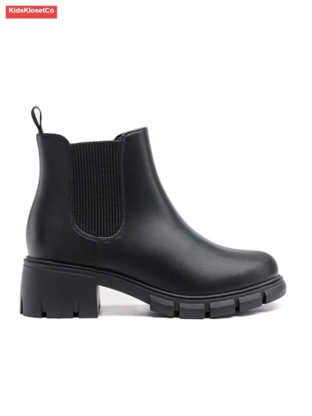 Girls Chunky Chelsea Booties Ankle Boots Non-Slip Lug Sole